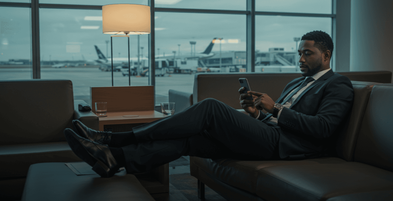 Business professional using mobile device